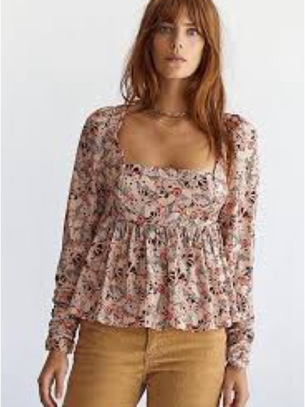 New Free People Silent Rawr Printed shirt XS bohemian babydoll-style blouse top